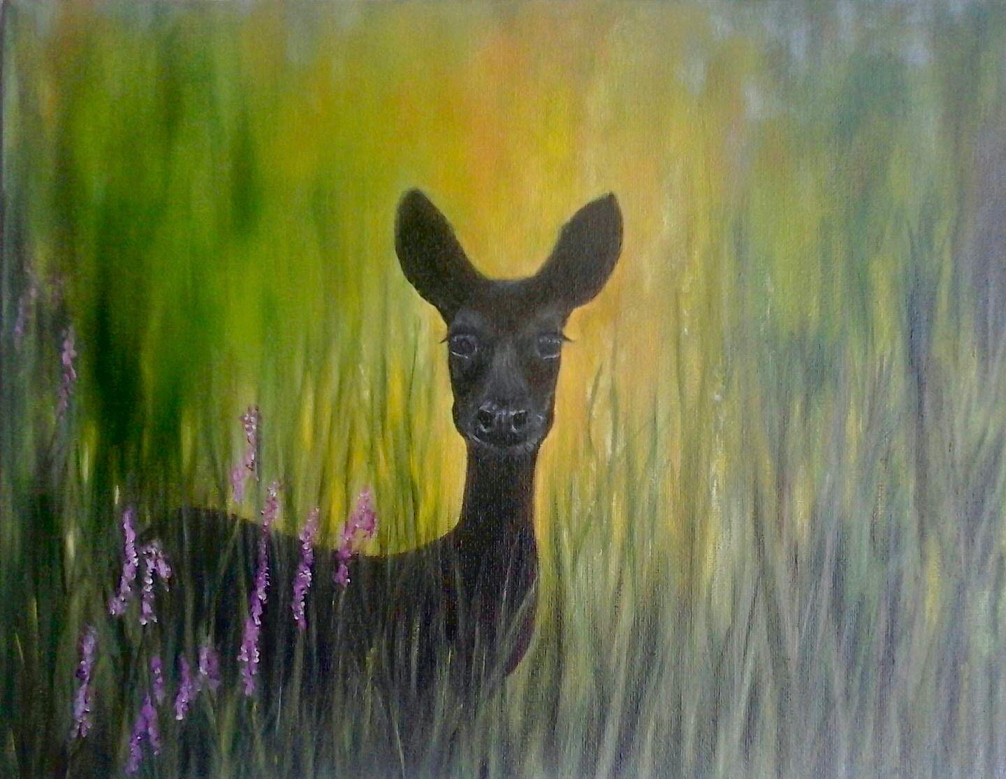 Ree in het veld